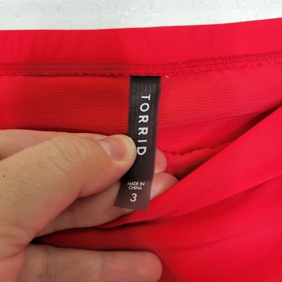 Torrid Size 3X Red Mid-Rise Mesh Ladder Caged Striped Side Bikini Swim Bottoms - Picture 7 of 8